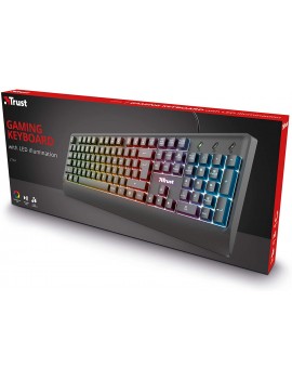 Trust Gaming Ziva Tastiera da Gioco, con Illuminazione LED Multicolore per PC